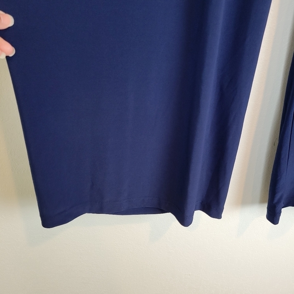 NWT Alex Evenings Stretch Matte Jersey Wide Leg Pants in Dark Navy - Picture 4 of 9